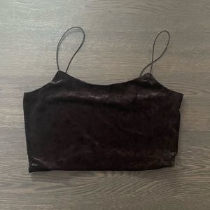 Black velvet garage cropped tank top